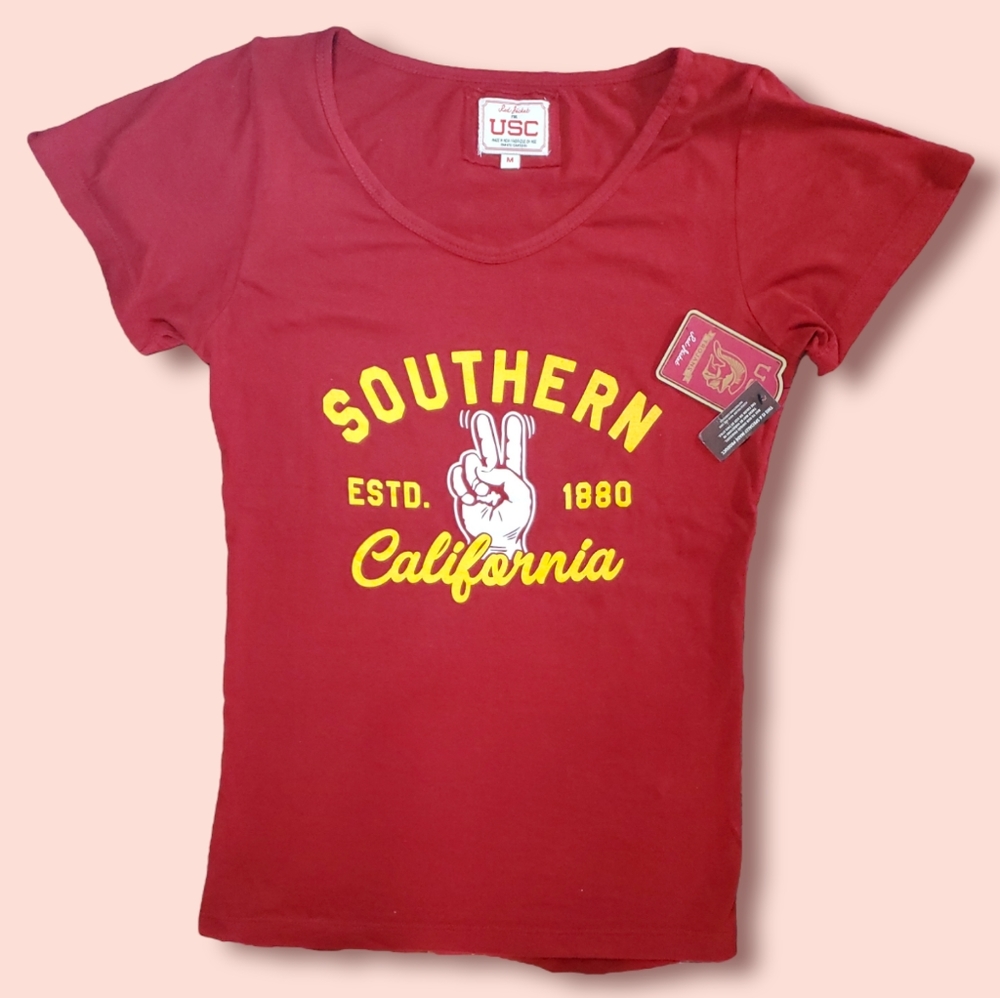 Red Jacket for USC College Tee Shirt Trojans Southern California Medium M Short